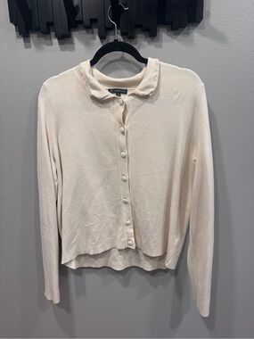 Adrianna Papell Button-Front Collared Cardigan Sz. Med
